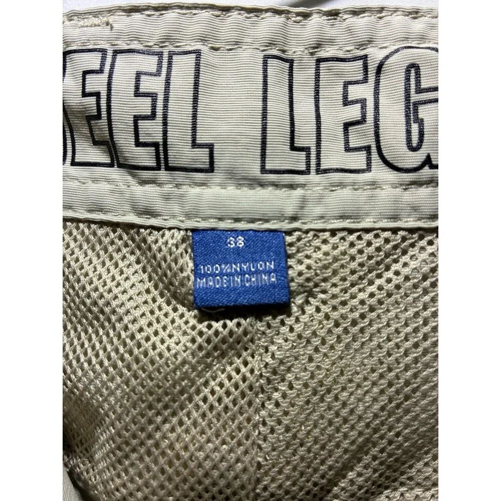 Reel Legends Bonefish Cargo Fishing Shorts Sz 38 Khaki Performance Nylon Pocket
